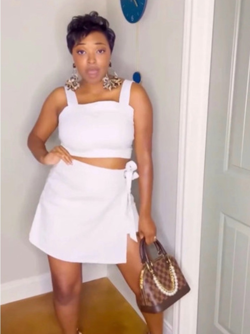 White Denim Crop Top + Wrap Skort Set
- Classic Summer Style